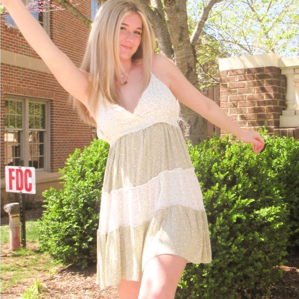 Green & White Sun Dress
